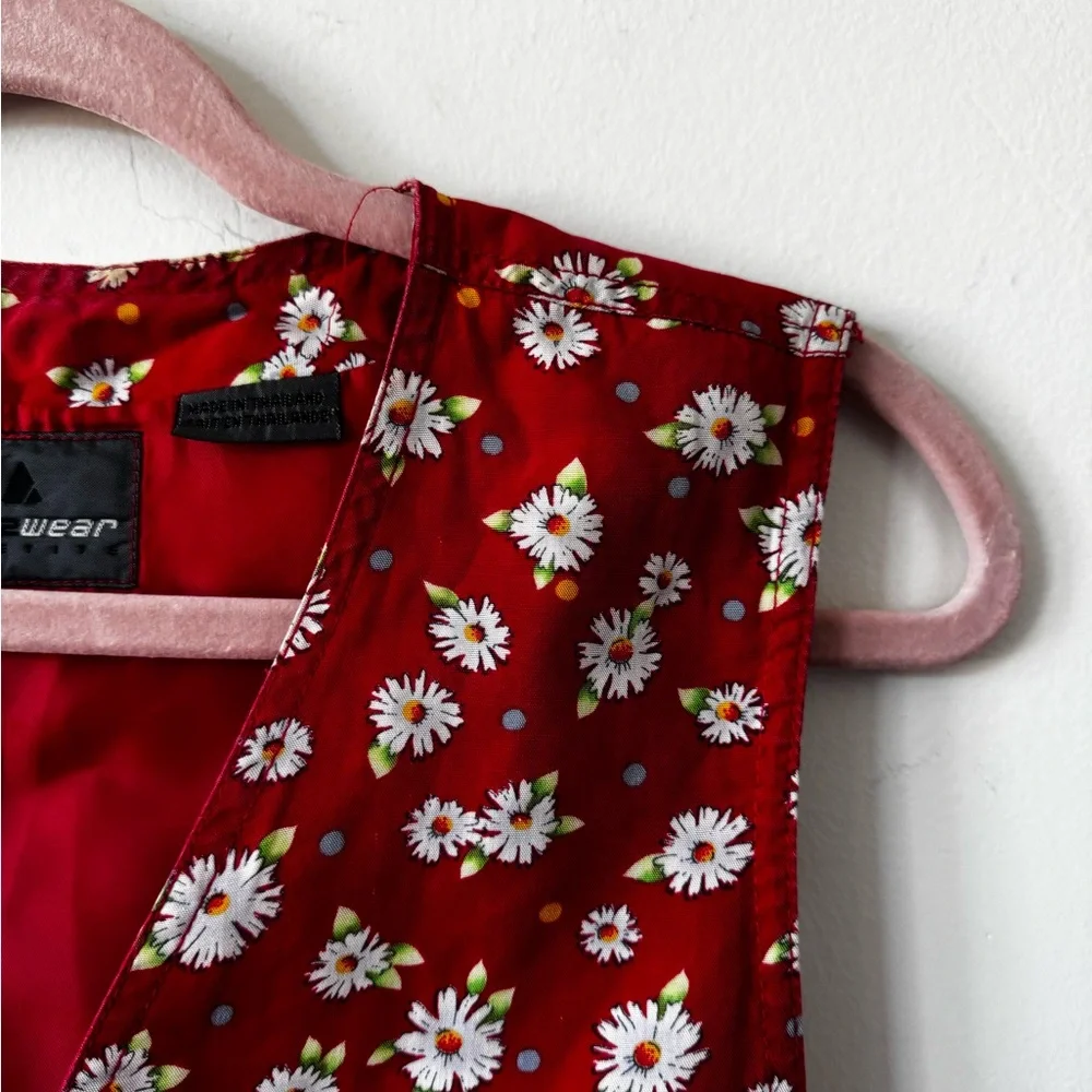 Vintage 90s Red Floral Vest - Picture 5 of 8